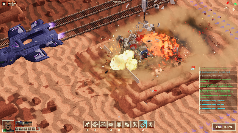 Mars Tactics airstrike showing tactical destruction and environmental damage